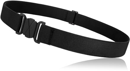 JASGOOD Women No Show Stretch Belt Flat Buckle Elastic Belt for Jeans Pants Dresses (Black)