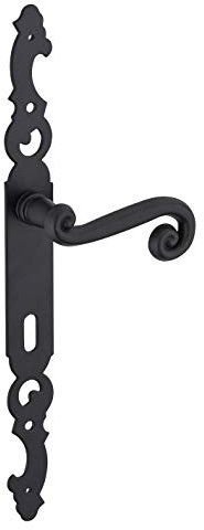 THIRARD - Ensemble de poignées pour porte intérieure Coq trou de clé, carré 7mm, entr'axes 195mm, laqué noir