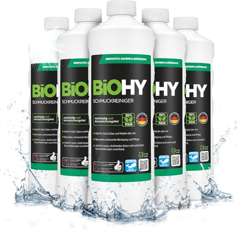 BiOHY Jewellery Cleaner (6 x 1l Bottle) | Concentrate for Every ultrasonic Device | Sustainable and Gentle Cleaning for Watches, Spectacles and Jewellery (Schmuckreiniger)