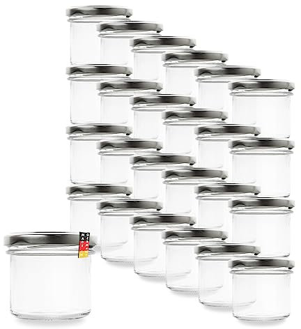 BAUER Flaschenbauer- 24x Sturzgläser 125ml inkl. silberne Twist Off Verschlüsse zum Einmachen von Suppen, Babynahrung oder zur Aufbewahrung von Tee und Kräuter