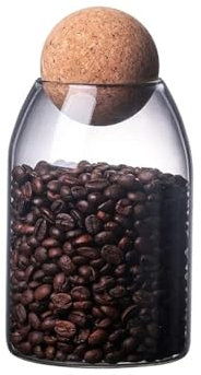 La Llareta Glass Food Storage Canister, 750ml/26oz Airtight Sealed Container Canister, Clear Glass Storage Jar, with Cork Lid, for Spices, Sugar, Coffee, Biscuits, Candies