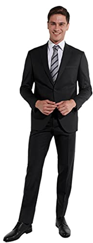 Steffen Klein Herren Anzug - Regular Fit - Größe 106 - Zweiteiler Business Anzug - Elastischer Komfort - Klassischer Schnitt - Schwarz