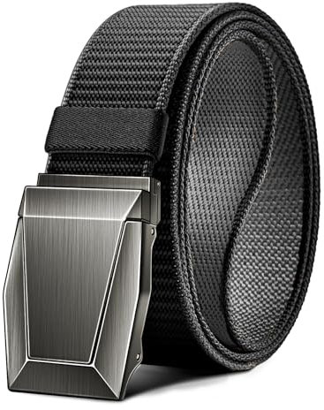 KEMISANT Taktischer Gürtel, Gürtel Herren Arbeitsgürtel Militär Wandern 3,8cm,Schnellverschluss Metallschnalle(Schwarz/Dunkelgrau,125cm/38-42 taille verstellbar)