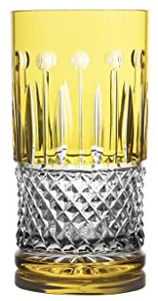 Ajka Fabergé Xenia - Bicchiere da cocktail Highball in cristallo giallo dorato, 345,9 ml, unità singola