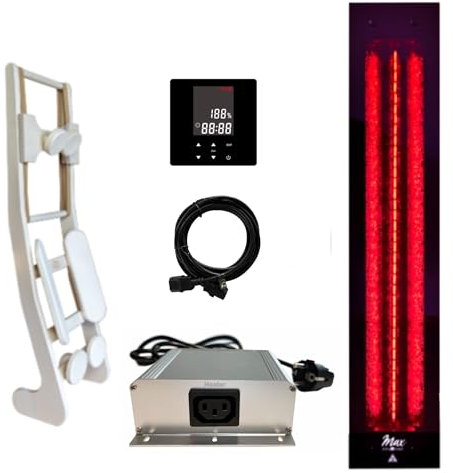 SET ramlös InfraROTmed MAX ryggvärmare 500 W + kontroll + ryggstöd infraröd värmare för bastu och infraröd kabin, fullspektrumvärmare, bastu natrüst, bastu inbyggd (500 W + kontroll +