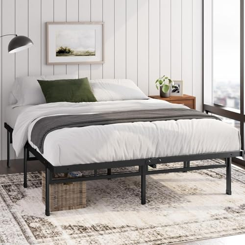 Zinus Justin - Cama de 160 x 200 cm, 36 cm de Altura con Almacenamiento bajo la Cama, Cama de Plataforma de Metal, Color Negro