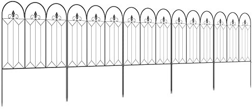Outsunny Vallas de Jardín 305x79,5 cm Set de 5 Vallas Decorativas para Jardín de Metal Combinación Libre Barrera para Animales para Patio Césped Negro