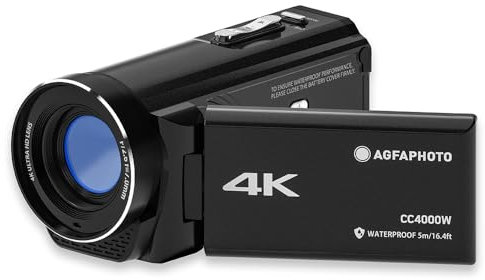 AGFA PHOTO AC9500 Waterproof Sports Camera - 4K 30FPS Videos, 16-Mpixel Photos, Dual Screen, 170° Wide-angle lens, Anti-Vibration Stabilisation, Wi-Fi - Black