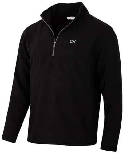 Calvin Klein Mens Polar Fleece 1/2 Zip Sweater - Black - M