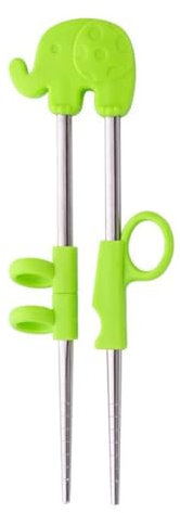 IKOPFLN 1 Paire di Bacchette per Bambini,Bacchette Elefanti,Bacchette per Principianti,Bacchette Cinesi in Acciaio Inox 304 e Silicone,Riutilizzabile,Design Antiscivolo per Bambini e Adulti