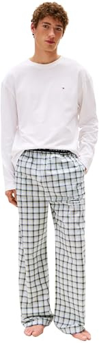 Tommy Hilfiger Set de Pijama Hombre Woven Print con Logotipo, Multicolor (White/Mini Tartan), M