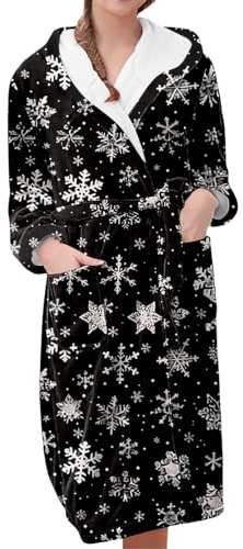 Lång fluffig vit dammorgonrock i fleece – fleece-morgonrock med huva – fleece nattlinne huva fluffiga morgonrockar varma och mysiga lediga hemmakläder kostym lång rock med bälte, Mörkgrått, 3XL