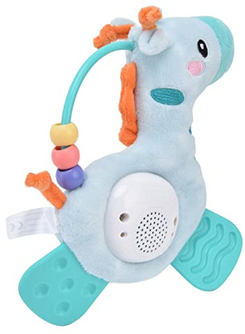Sxhlseller Jouet de Dentition en Peluche pour bébé, Poupée Cheval avec Musique Apaisante et Lumières pour Nourrissons, Anneau de Dentition Lavable pour Berceau, Poussette, Siège D'auto, 7,5 X 6,5 X