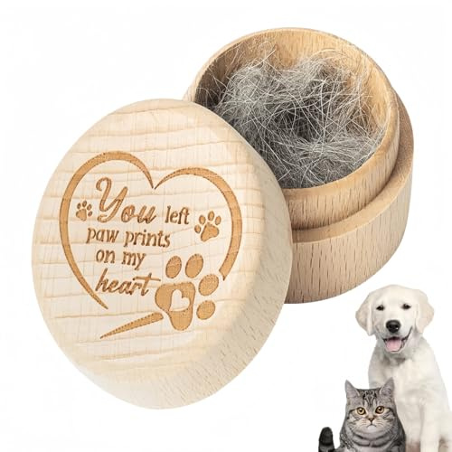 Pet Hair Keepsake Box,Wooden Pet Mini Fur Memorial Box,Dog Hair Container, Custom Pets Small Memorial,Loss Sympathy Gift for Storing Dogs Cat H/air,Dog Cat P/et Memorial Gifts,P/et Fur Keepsake B/ox