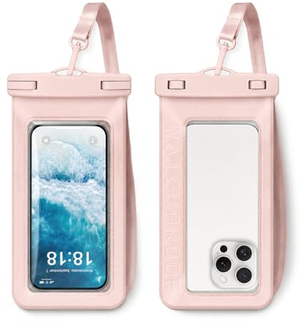 JOVYTH Custodia Impermeabile Smartphone, 2 Pezzi Rosa Opaco, Cover Subacquea Fino a 7'', Sacchetto Impermeabile Cellulare Universale per Foto Sottomarine Sicure