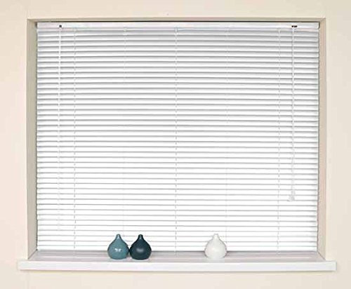 Optimal Products Classic Easy Fit 25mm Aluminium Venetian Blind Home Office Blinds (White, 45cm x 210cm)