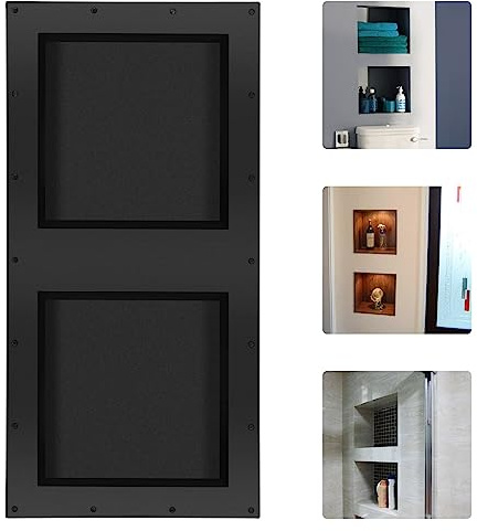 Suteck 32 x 16 Double Shelf Shower Niche Ready for Tile Waterproof Leak-Proof Bathroom Indoor Recessed Niche Storage Washing Toiletries Bottles