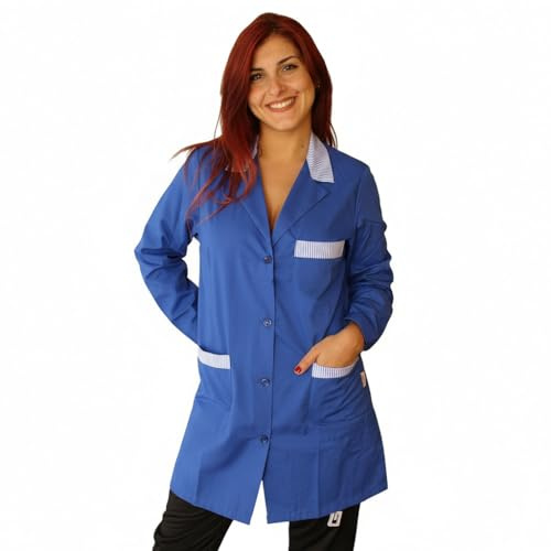 Camice da Lavoro, Casacca Blu,per MAESTRA Asilo,Scuola Infanzia,Magazzino,Operaia,Sarta,Albergo, Donna (S)