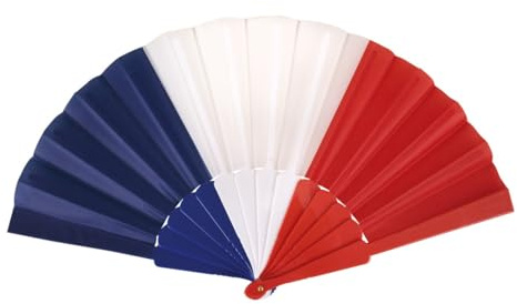 P'TIT Clown - 18120 - Eventail Pliable - French Fan - Bleu, Blanc, Rouge - Parfait pour Supporter la France Lors des Célébrations, Matchs, Événements Sportifs, Coupe du Monde et Europe, JO - Ø 40 cm