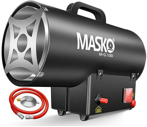 Masko - Radiador de ventilador de gas, cañón de calor, calefacción radiante, generador de aire caliente de astillero, color negro