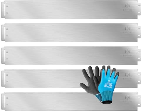 KESSER® Rasenkante Beeteinfassung Beetumrandung + Handschuhe 10m 100x18cm Beetbegrenzung Rasenbleche Mähkante Metall Palisade Silber