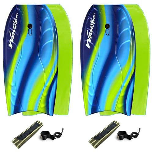 WAVESTORM Skum Bodyboard 40 tum komplett 2-pack | Fritidsnybörjare och alla nivåer | Konturerad däck och kanalbotten | för sjö pool hav | Inkluderar grundläggande koppel, multi
