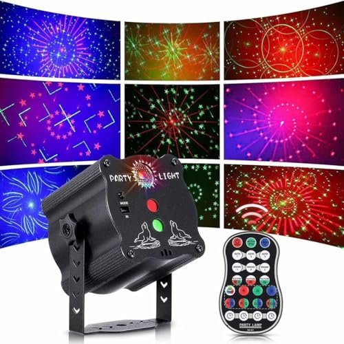 Disco Lights Party Lights, Sound Activated Strobe Lights Stage Effects for Home, LED DJ Light for Kids Parties Christmas Birthday Karaoke KTV Bar Indoor Projector, 60 Patterns with Control