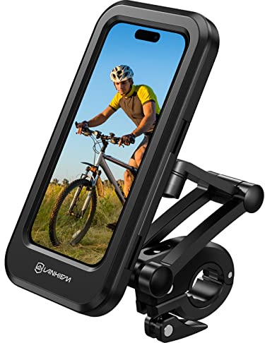 Lanhiem Porta Cellulare Moto, Universale Porta Cellulare da Bicicletta Impermeabile con Rotazione a 360°, Compatibile con Smartphone da 5,5a 6,8 (Nero)