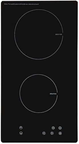 30cm Domino Electric Built-in Induction Hob 2 Zones 2 Year Guarantee, 9 Power Levels, Side Soft Touch Controls, Residual Heat Indicators, Easy Wipe Clean Surface, Frameless Design - INDH315BL