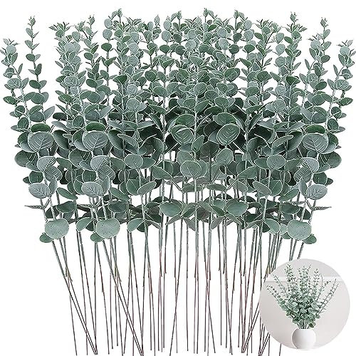 SXCCNW Eukalyptus Künstlich, 50 Stück Künstliche Eukalyptus Zweige, Eukalyptus Künstliche Pflanzen Eukalyptus Deko für Garten Hochzeit Party Home Dekoration Zubehör 38 cm Grün