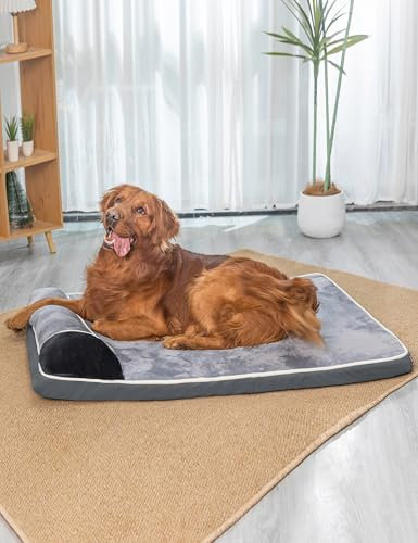 RAIKOU orthopädisches Hundebett kleine und Große Hunde flauschig Hundematte waschbar Hundematratze mit Hundekissen Hundeschlafplatz (Dunkel Grau, 100 * 80)