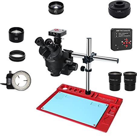 Microscope trinoculaire à Zoom stéréo 3,5 x – 90x, Ensemble avec caméra vidéo HDMI USB 38mp, pour la réparation de Soudure de téléphones et de PCB