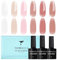 TOMICCA UV Nagellack Set, 6 Farben Transparent Rosa Gel Nagellack, Natur Gellack Soak-Off UV LED Manicure Gel Lacquer Varnish für Nagelstudio DIY Home, 8ml