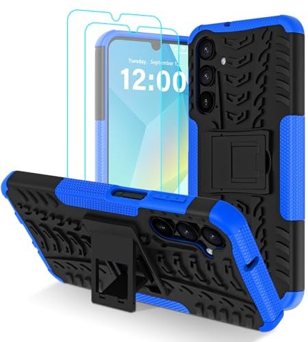 Iokmax for Samsung Galaxy A16 4G/5G Case with 2 Pack Screen Protector,Military Grade Shockproof, Heavy Duty Robust Bumper Cover with Kickstand for Samsung A16 Phone Case, Blue