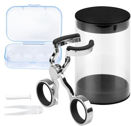 NIXRET Aides au port de lentilles de contact avec étuis, écarteur de paupière en silicone souple pour lentilles de contact, applicateur de lentilles de contact pour tous les jours, Noir , Mode