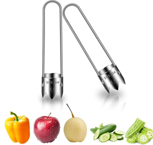 2 Pièces Coupe Noyaux de Pomme Vide Légumes en Acier Inoxydable Vide-Poivre Vide-Fruits Vide Fruits Multifonctionnel pour Enlever les Noyaux des Fruits et Légumes