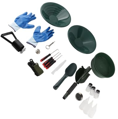 Fockety Kit portátil de lavado de oro con 50 caja de la esclusa plegable, aleación de aluminio ligero herramientas de prospección de oro, para los ríos arroyos Exploración
