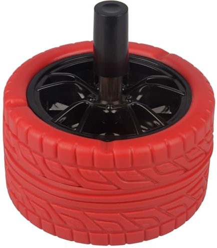 Ceniceros de exterior para cigarrillos con tapa giratoria, cenicero giratorio sin humo tipo neumático de empuje a prueba de viento con tapa redonda(Red)