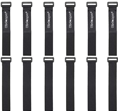 12 Pack 1 x 12 Inches Hook and Loop Reusable Fastening Cable Tie Down Straps by Wisdompro - Reusable, Durable Functional Ties to Keep Your Home, Office, Workspace from Tangled Messes of Cords