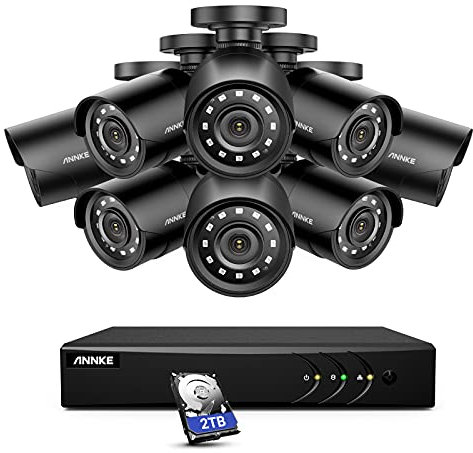 ANNKE 16CH 2MP FHD AI Surveillance Security Camera System with 2TB Hard Drive and 8X 2MP Outdoor Weatherproof CCTV Cameras with Smart Dual Light, Human Vehicle Detection, Color Night Vision