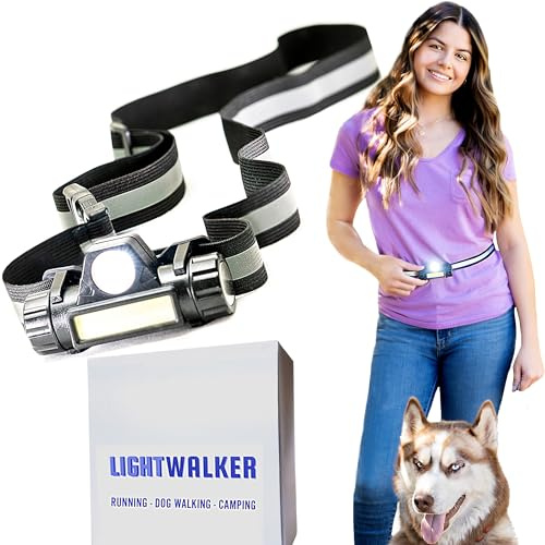 Night Running Light with Reflective Belt, Bright LED Light to See & Be Seen, USB Rechargeable, for Runners & Dog Walking Ajustable from Small to Large