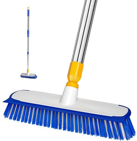 Cepillo para Fregar Suelos con Mango Largo, ITTAHO 140 cm Cepillo para Suelos de cerdas duras, Cepillo para Suelos 2 en 1 Resistente para Limpiar Cocina, baño, Patio, Suelo de baldosas, lechada