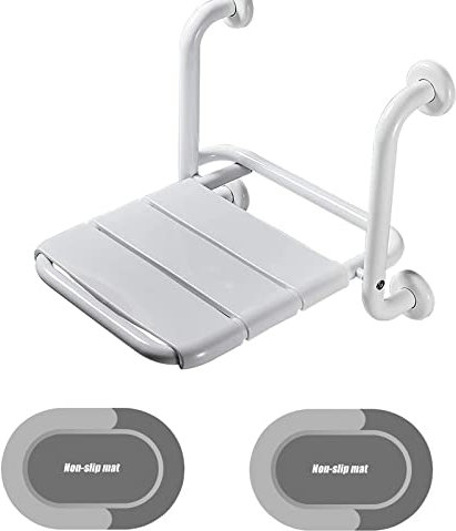 ZLECB Sedia per Doccia Anziani A Muro, Sgabelli Doccia Pieghevole Bagno.Sgabello Pieghevole per Doccia Sedile Doccia Ribaltabile Sgabelli Bagno (Bianco),C