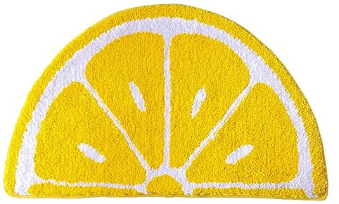 HOMSFOU Fruchtteppich Vordere Türmatte Heuballen Spielzeug Plüsch-badteppich Lustige Badematte Badezimmerteppich Halbrunde Stuhlmatten Fußmatten Kleiner Teppich Zitrone Polyester Bettdecke