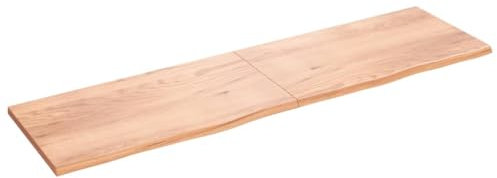 vidaXL Tischplatte, Schreibtischplatte mit Naturkante, Holztischplatte für Esstische Couchtische, Esstischplatte Couchtischplatte DIY Platte, Hellbraun Massivholz Eiche Unbehandelt