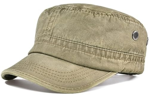 BABAHU Washed Cotton Military Caps Cadet Army Caps Unique Design (UK, Alpha, One Size, Khaki)