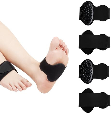 HAOXYO 2 Paia Supporto Arco Plantare,Fasce di Plantare Piede Piatto Regolabili,Manicotto di Supporto per Piede per Alleviare il Dolore del Piede Piatto con Cuscinetti Imbottiti a Nido D'ape(Nero)