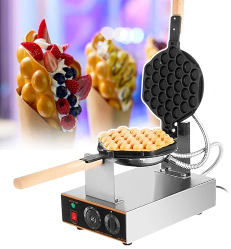 pealiritansemen Gaufrier À Bulles, Machine À Gaufres Eggettes, Moule De Cuisson Antiadhésif en Téflon Rotatif À 180 °, Température De 0 À 300 °C Et Durée De 0 À 5 Minutes Réglables,SingleHead