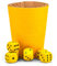 WALDFELSEN® Echtleder Würfelbecher (9 cm) mit 6 Holzwürfeln (16 mm) aus Buchenholz Lederbecher Würfelset Augenwürfel Spielwürfel (Farbe: Gelb)