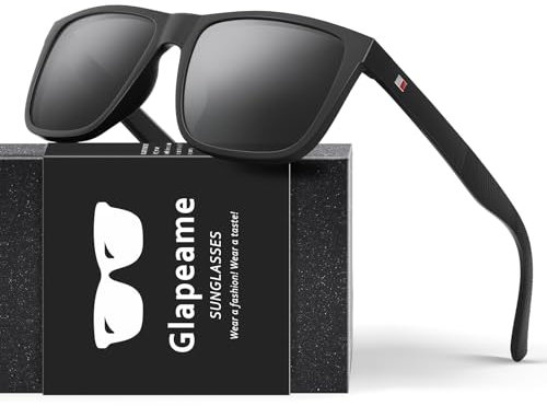 Glapeame Sonnenbrille-Herren-Damen-Polarisiert Sonnenbrillen-Sunglasses-Men-Woman-Sonnenbrille Schwarz,1